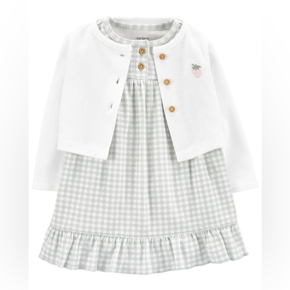 Multi Baby 2-Piece Bodysuit Dress Cardigan Set